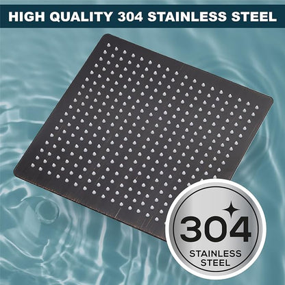 Midanya Square Rain Shower Head,High Pressure,Oil Rubbed Bronze 16 Inch | 360°Swivel,Ceiling or Wall Mount,Waterfall Full Body Coverage,Bathroom Remodel,Stainless Steel Large Rainfall Shower Head