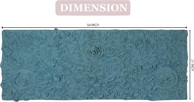 Home Weavers Bell Flower Collection 100% Cotton Tufted Bath Rugs, Extra Soft and Absorbent Bath Rugs, Non-Slip Bath Mats, Machine Washable, Bath Mats for Bathroom Floor and Tub, 21"x54" Runner, Blue