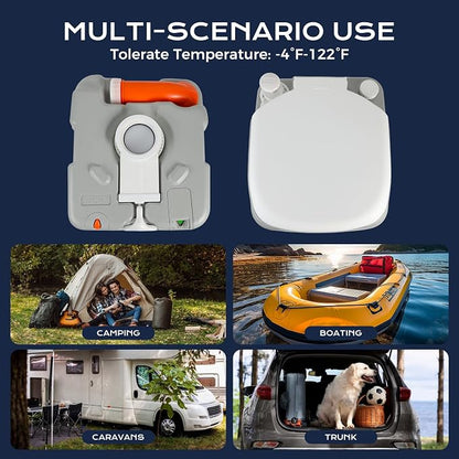 5.8-Gallon Portable Toilet: Detachable Waste Tank, Sealing Slide Valve, Carry Handle, Level Indicator - Leak-Proof and Compact for Camping, RV, Boat, and Travel