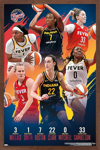 Trends International WNBA Indiana Fever -Team 24 Wall Poster, 22.4L x 14.7W, Mahogany Framed Version