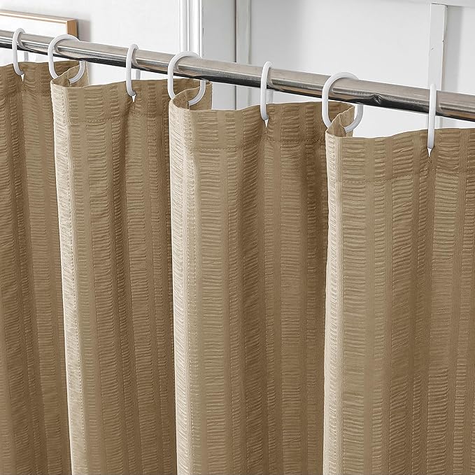 Aiyufeng Taupe Shower Curtain for Bathroom, Embossed Textured Fabric Shower Curtain for Bathroom - Soft Cloth & Hotel Spa, Machine Washable, 72X72, Taupe