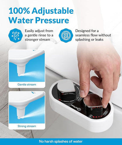 CLEAR REAR Bidet Attachment for Toilet Seat - Non-Electric with Self Cleaning Dual Nozzles, Leak Proof Connectors, Adjustable Water Spray, Rear & Feminine Wash - Hygienic Bathroom Upgrades