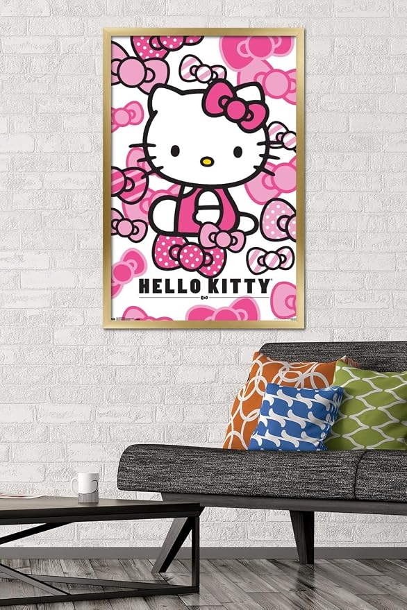 Trends International Hello Kitty - Bows Wall Poster, 22.375" x 34", Gold Framed Version