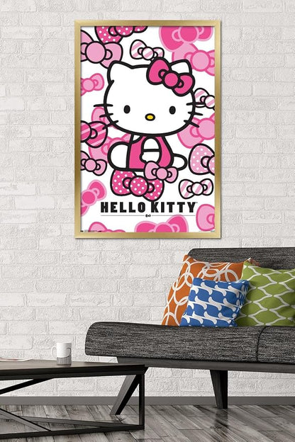 Trends International Hello Kitty - Bows Wall Poster, 22.375" x 34", Gold Framed Version
