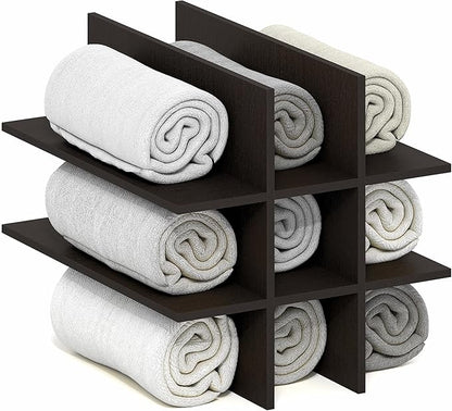 Furinno Cubicle Cube Insert, 9-Compartment Cube Organizer, Geometric Shelf Accessory, Fits into Furinno Triple Thick Cubes, IKEA Kallax, for Organizers and Storage, Black Dark Oak
