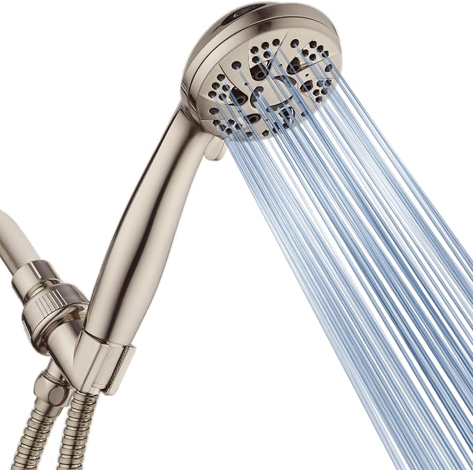 AquaDance High Pressure Luxury 6-mode Spiral Ergonomic Handheld Shower Head | Anti-clog Jets, Premium Stainless Steel Hose & Adjustable Bracket for the Ultimate Shower Spa Experience! / Nickel