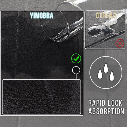 Yimobra Memory Foam Toilet Bath Mat U-Shaped, Soft and Comfortable, Super Water Absorption, Non-Slip, Thick, Machine Wash and Easier to Dry for Bathroom Commode Contour Rug, 24 X 20 Inches, Black