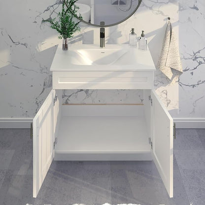 36" White Shaker Bathroom Vanity Base – Ready-to-Assemble Sink Cabinet, Freestanding Bathroom Vanity Base Only, No Top or Sink