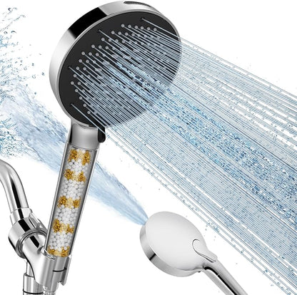 SR SUN RISE NSF Certified Filtered Shower Head 9-Spray Setting with Handheld for Hard Water to Remove Chlorine High Pressure Anti-Clog Nozzles (1 Filter, Chrome Silver)