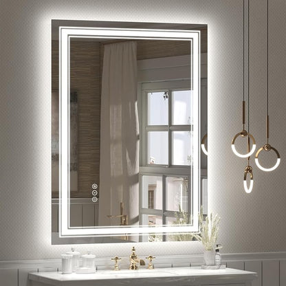 20x28 Inch LED Bathroom Mirror for Wall | Dimmable, Backlit and Front Lighted Vanity Mirror, Anti-Fog, Shatterproof, Memory, ETL Listed (Horizontal/Vertical)