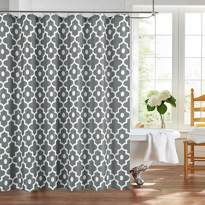 Fabric Modern Shower Curtain-Dark Grey & White Shower Curtains for Bathroom | 72"W x 72"L Textured Faux Linen Elegant Classic Moroccan Bath Decor-Hotel Quality Transitional Washable & Breathable Cloth