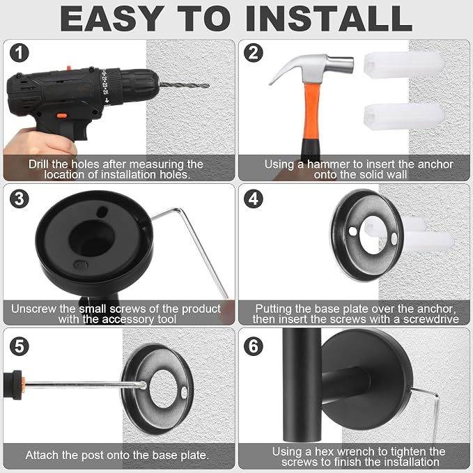 Gisafai 20 Pcs Matte Black Bathroom Accessories Hardware Set Black Towel Racks for Bathroom SUS304 Stainless Steel 23.6 Inch Towel Bar Ring Toilet Paper Holder Robe Hooks for Wall Mounted