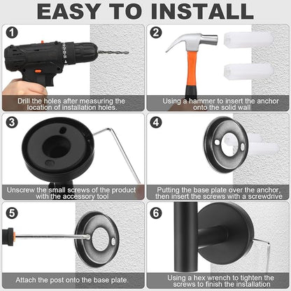 Gisafai 20 Pcs Matte Black Bathroom Accessories Hardware Set Black Towel Racks for Bathroom SUS304 Stainless Steel 23.6 Inch Towel Bar Ring Toilet Paper Holder Robe Hooks for Wall Mounted