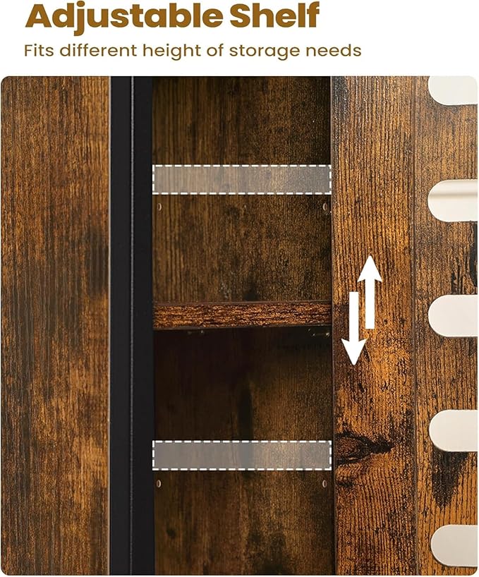 Bathroom Storage Cabinet - Toilet Paper Storage Cabinet, Small Toilet Paper Holder with 4 Wheels, Bathroom Organizer with Adjustable Shelf, for Small Spaces, Rustic Brown BC04601X