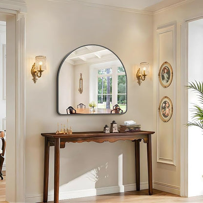 FORBATH Arched Bathroom Mirror 36x36 Inch, Black Bathroom Mirror Wall Mounted Modern Aluminum Alloy Frame Arch Mirror for Bedroom Living Room Entryway, Hanging or Leaning Against Wall