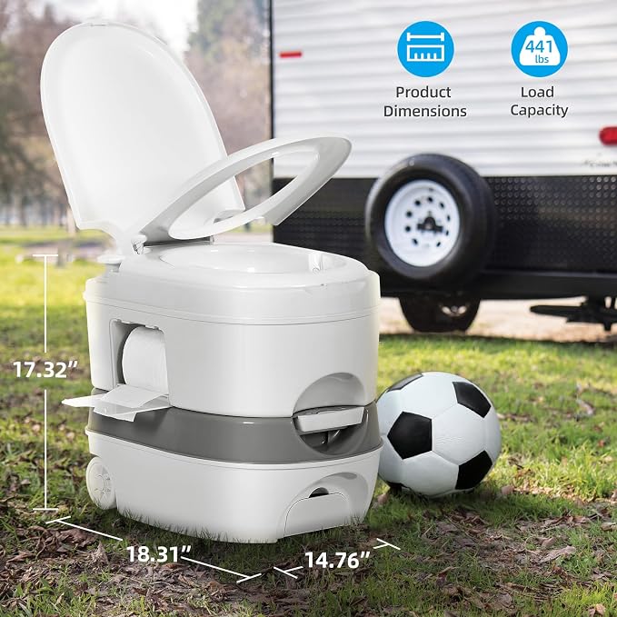 YITAHOME 6.34 Gallon Portable Toilet for Camping, RV Travel Porta Potty Leak-Proof with Press Flush Pump, Paper and Detergent Collection, Rotating Spout for Adults, Boating, Hiking, Trips
