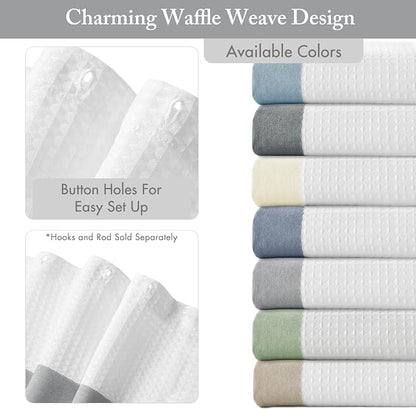 Madison Park Spa Waffle Stall Shower Curtain for Bathroom, 54 x 78, Grey | Striped, Pieced Fabric Design, 3M Scotchgard Moisture Management, Hotel Quality, Modern, for Bathroom, OEKO-TEX Certified