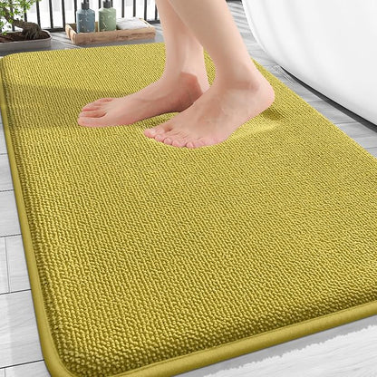 OLANLY Memory Foam Bathroom Rugs 30x20, Absorbent Bath Mat, Deep Mustard | Soft Quick Dry Bath Rugs, Non-Slip, Machine Washable Carpet for Bathroom Floor, Tub and Shower, Home Decor Accessories