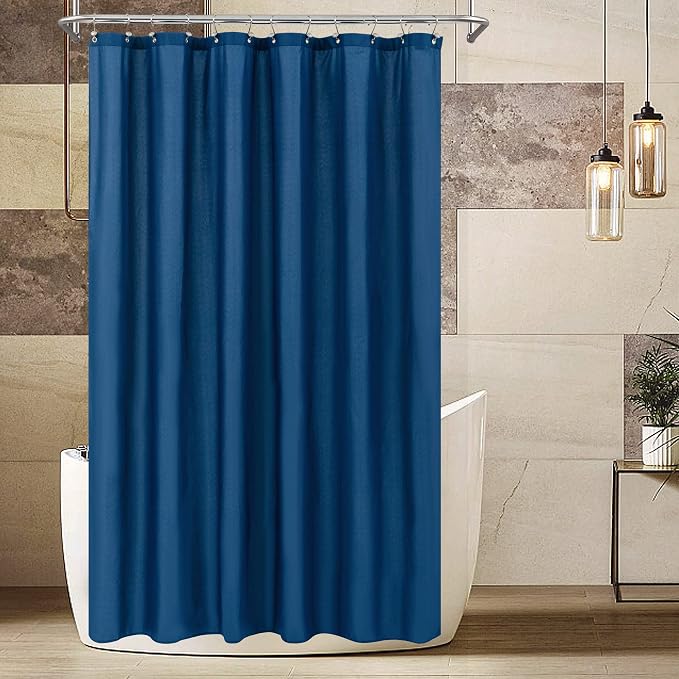 ALYVIA SPRING Extra Long Waterproof Fabric Shower Curtain Liner Navy, 72x84 | 3 Magnets, Soft Cloth & Hotel Quality, Machine Washable, Light-Weight, Extra Long Size