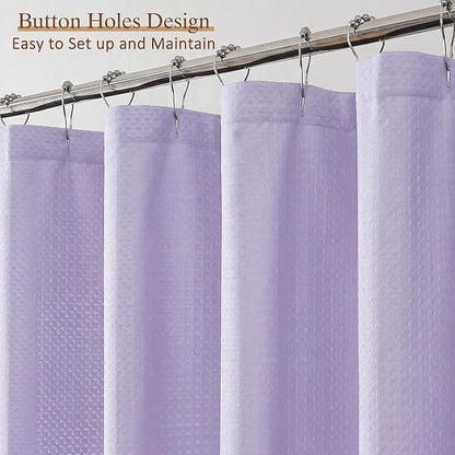 Extra Long Shower Curtain 96 Inch Long 1 Piece, Waffle Embossed Textured Fabric Shower Curtain for Bathroom Large Hotel, Water Resistant, Machine Washable, Lavender, 72Wx96L Inches