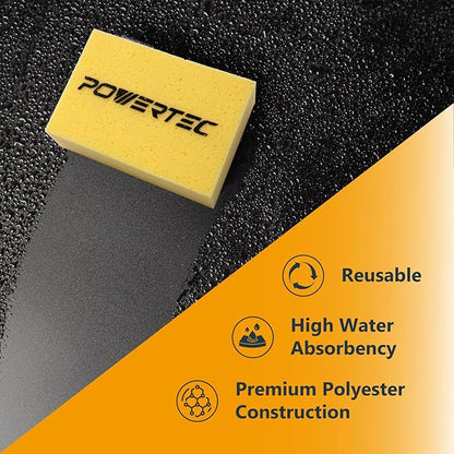 POWERTEC Large Square Grout Sponge – Professional Tile Grout Removal Cleaning Sponge – Heavy-Duty Absorbent Sponges, Multi-Purpose Cleaning Tool for Floors, Kitchen, and Bathroom – 8PK (72106-P2)