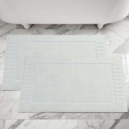 Superior 100% Cotton Bathmat Set, Bath Mats, Bathroom Decor, Shower, Bathtub Essentials, Home Accessories, Washable Rug, No Backing, Heavyweight, Leo Collection, Set of 2, 22" x 35", Aqua Marine