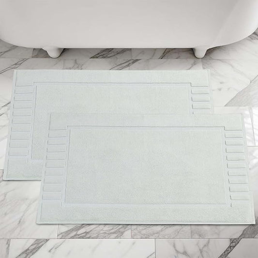 Superior 100% Cotton Bathmat Set, Bath Mats, Bathroom Decor, Shower, Bathtub Essentials, Home Accessories, Washable Rug, No Backing, Heavyweight, Leo Collection, Set of 2, 22" x 35", Aqua Marine