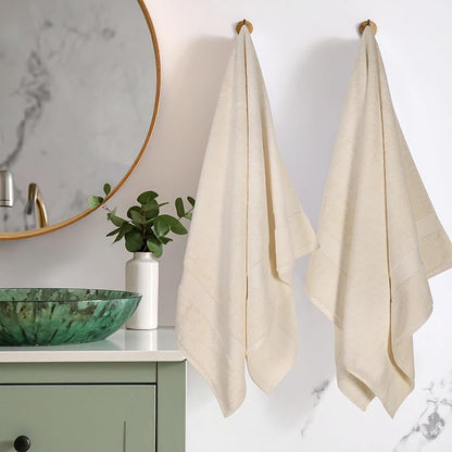 SUPERIOR Egyptian Cotton Plush & Absorbent, Bath Towel Set of 2, Cream | Quick Dry, Soft Luxury Towel Set, Bath Essentials for Bathroom, Guest Bath, Spa, 2 Piece Bath, Madeline Towels