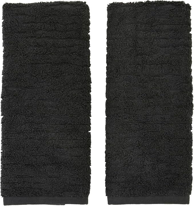 SKL Home CloudSoft Hand Towel Set, 2-Piece, 100% Cotton Luxury, Slate | Premium spa-level quality. 600 GSM weight. Ultra plush & absorbent. For use in the bathroom, kitchen, bar or any sink space.