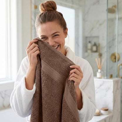 Superior Egyptian Cotton Plush & Absorbent, Bath Towel Set of 4, Chocolate | Quick Dry, Soft Luxury Towel Set, Bath Essentials for Bathroom, Guest Bath, Spa, 4 Piece Bath, Madeline Towels