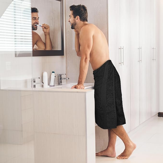 Commercial Bulk Pack of 12 Bath Towels – 100% Cotton Terry 24" x 48" – Ideal for Hotels, Salons, Gyms, Spas & Institutional Use – Black