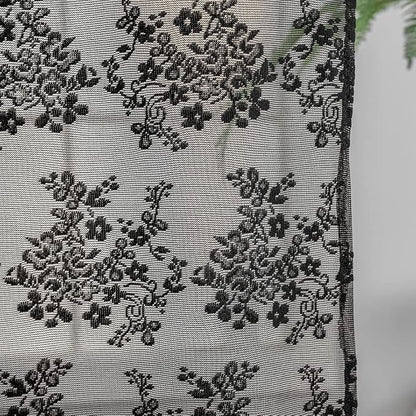 Black Lace Shower Curtain 36x72, Gothic Style for Narrow Shower Stalls | Goth Shower Curtain with Attached Vlance and Scalloped, Floral Lace, Lets in Light for Witchy Victorian Halloween bathrooms