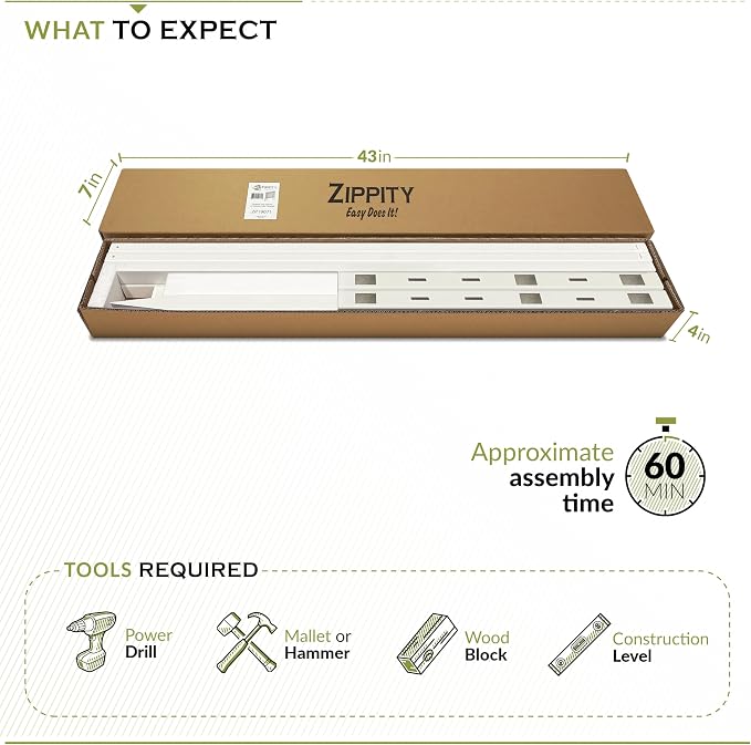 Zippity Burbank Picket Gate, White Vinyl DIY No Dig Kit | 3.5ftH x 5ftW, 1 Gate, Hardware Included, ZP19071