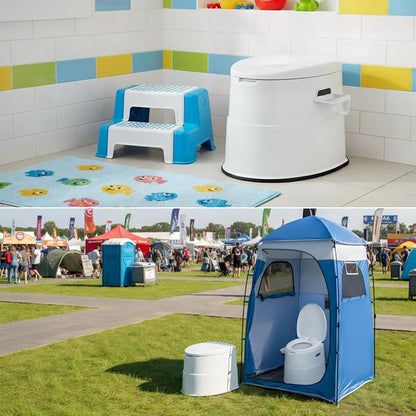 Convenient White Portable Toilet,Outdoor Indoor porta potty | Removable Inner Bucket, Removable Toilet Paper Holder, Simple Install Design,Portability for Camping, RV, Travel,Beach,Boat