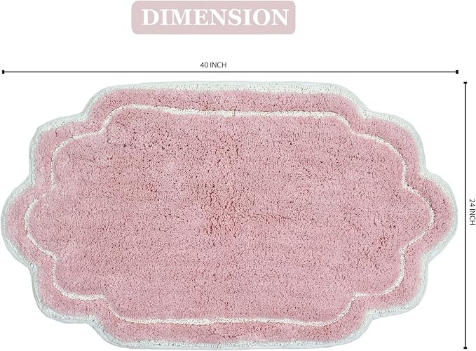 Home Weavers Allure Collection 100% Cotton Tufted Bathroom Rug, Soft and Absorbent Bath Rugs, Non-Slip Bath Carpet, Machine Wash Dry Bath Mats for Bathroom Floor, 24"x40" Bath Rug, Pink