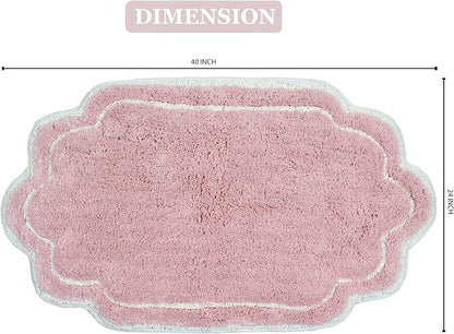 Home Weavers Allure Collection 100% Cotton Tufted Bathroom Rug, Soft and Absorbent Bath Rugs, Non-Slip Bath Carpet, Machine Wash Dry Bath Mats for Bathroom Floor, 24"x40" Bath Rug, Pink