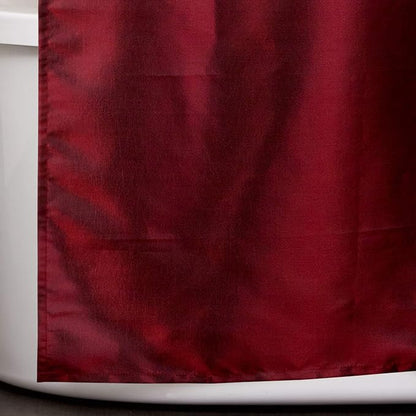 Lush Decor Maria Shower Curtain | Fabric Shimmery Solid Color Design for Bathroom, 72” x 72”, Red
