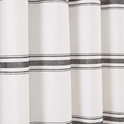 Lush Decor Farmhouse Stripe Cotton Shower Curtain, 72" W x 72" L, Black - Striped Bathroom Curtain - Fabric Shower Curtains - Farmhouse Bathroom Decor