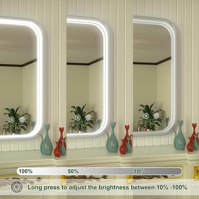 30"x30" Silver LED Bathroom Mirror with Lights,3000K/4500K/6000K | Stepless Dimmable, Anti-Fog, Memory Function, Wall Mounted Lighted Bathroom Vanity Mirror, ETL Listed, Aluminum Frame