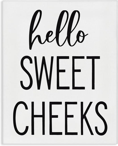 Stupell Industries Hello Sweet Cheeks Silly Bathroom Washroom Humor, Design by Lettered and Lined, 16 x 20, Gallery Wrapped Canvas | Stupell Industries | 16 x 20 Inches, Easy to Hang and Sturdy, Made in USA, by Lettered and Lined