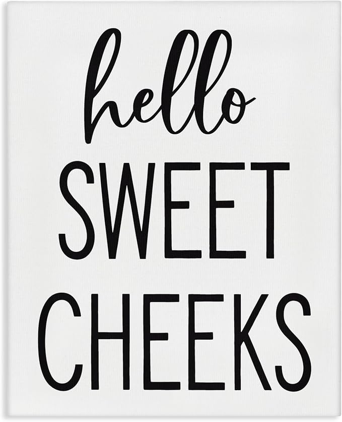 Stupell Industries 'Hello Sweet Cheeks Silly Bathroom Washroom'| Canvas Art | Stupell Industries | 30 x 40 Inches, Easy to Hang and Sturdy, Made in USA, by Lettered and Lined