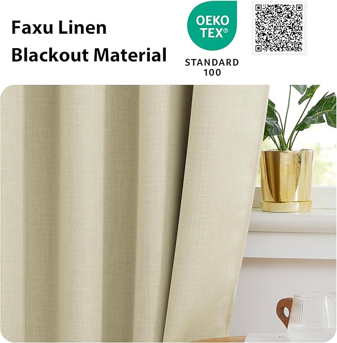 NICETOWN Room Darkening Door Curtains, Privacy Door Window Curtains Thermal Insulate Covering for Camper RV, Portable Travel Use, Small Window Valance for Kitchen, 24 x 18 inches, Beige, 1 Panel