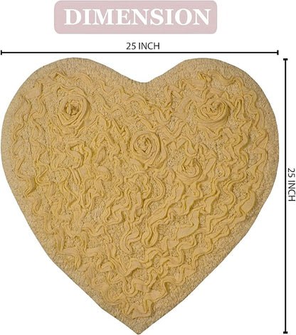 Home Weavers Bell Flower Collection 100% Cotton Tufted Bath Rugs, Extra Soft and Absorbent Bath Rugs, Non-Slip Bath Mats, Machine Washable, Bath Mats for Bathroom Floor and Tub, 25"x25" Heart, Yellow