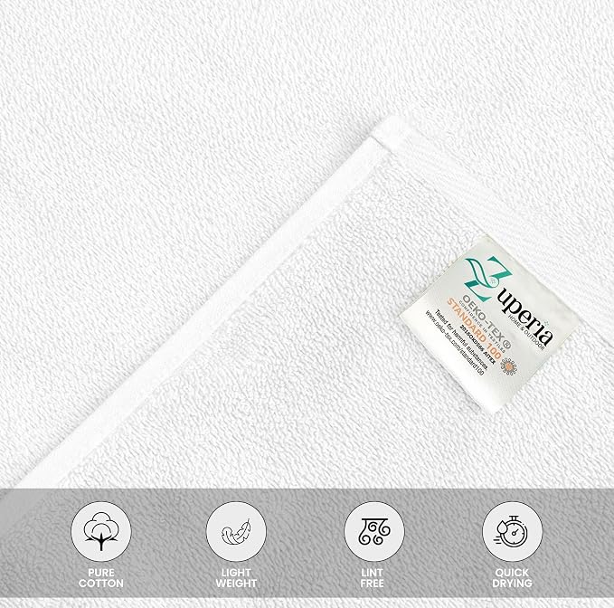 ZUPERIA 6-Pack Bath Towels - 30" x 60" - 100% Cotton Large Bath Towels - Soft & Absorbent for Bathroom, Pool, Gym, Spa, and Hotel Use (White)