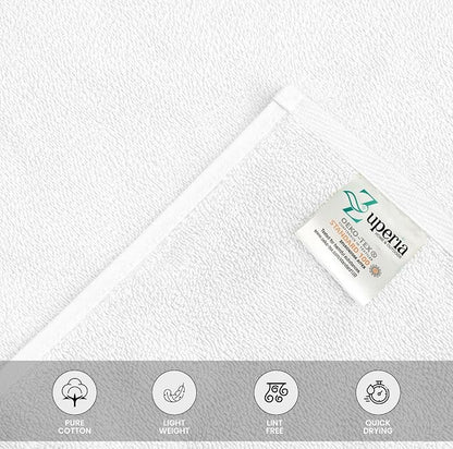 ZUPERIA 6-Pack Bath Towels - 30" x 60" - 100% Cotton Large Bath Towels - Soft & Absorbent for Bathroom, Pool, Gym, Spa, and Hotel Use (White)