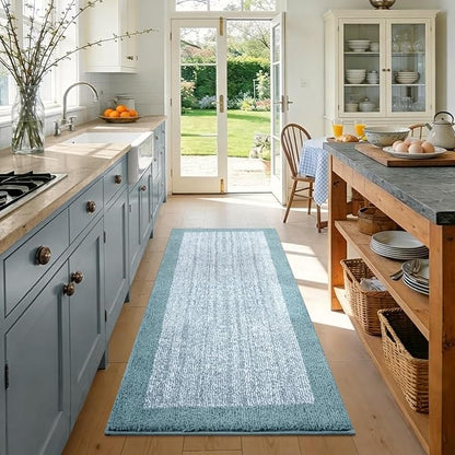 48x24 Long Bathroom Rugs Washable Non Slip, Dusty Blue Bath Mat for Bathroom Floor Tub, Soft Absorbent Quick Dry Mats for Shower, Bathtub,Home Decor