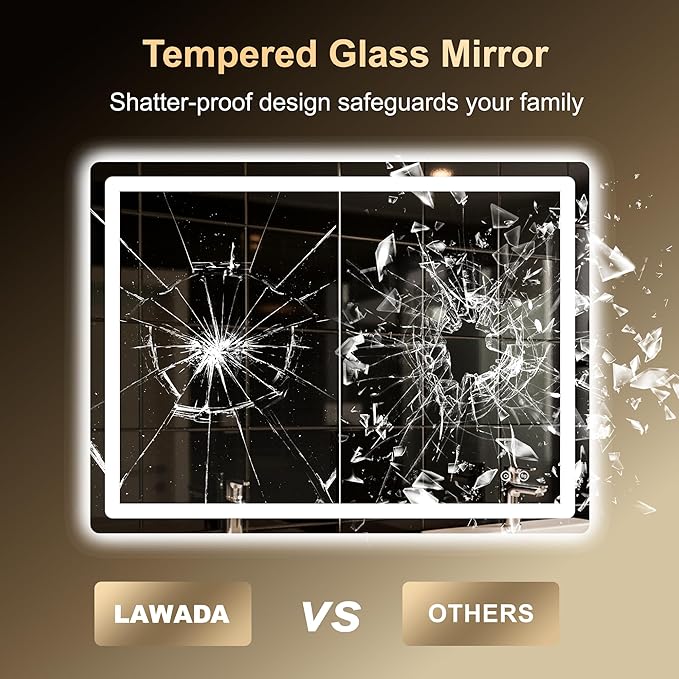 LED Bathroom Mirror, 30"x40" Bathroom Vanity Mirror with Lights for Wall, Smart Anti-Fog, Stepless Dimmable with 3 Color Mode, Backlit + Front Lit, Memory Function, ETL Listed