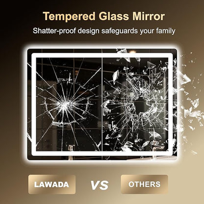 LED Bathroom Mirror, 30"x40" Bathroom Vanity Mirror with Lights for Wall, Smart Anti-Fog, Stepless Dimmable with 3 Color Mode, Backlit + Front Lit, Memory Function, ETL Listed