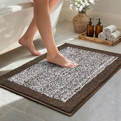 Bathroom Rugs 30x20 Non Slip Washable, Brown Bath Mat for Bathroom Floor Tub, Soft Absorbent Quick Dry Mats for Shower, Bathtub,Home Decor