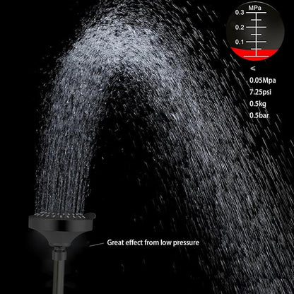 Voolan High Pressure Shower Head - 4 Inch Rain Showerhead - High Flow Bathroom Shower with 5 Spray Settings For a Luxury Showering Experience Even with Low Water Pressure (Black)